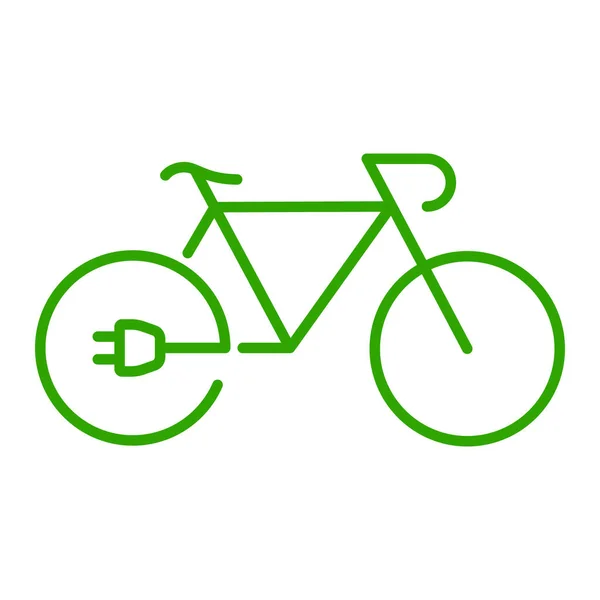 Electric Bicycle Line Icon Green Electricity Energy Ecological Bike Outline — Stock Vector