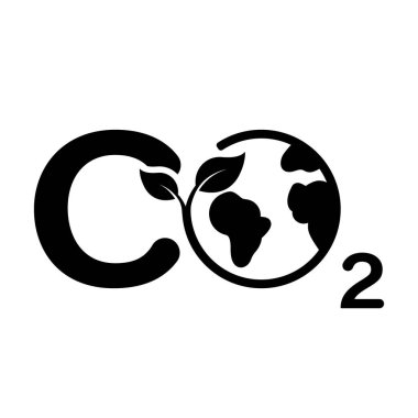 Eko Küresel Çevre Azaltma Emisyon Silüeti Simgesi Simgesi. Globe ve Leaf Glyph Pictogram ile CO2 işareti. Dünyadaki Karbon Kirliliği, Ekolojinin Sürdürülebilirliği İklim Simgesi. İzole Vektör İllüstrasyonu.
