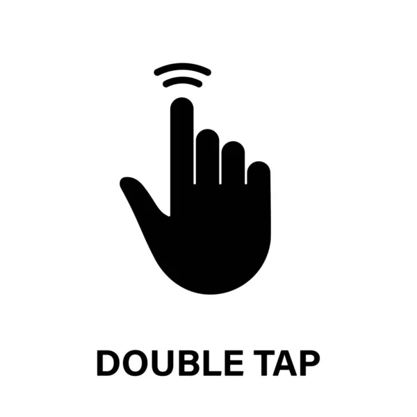 Double Tap Gesture Hand Cursor Computer Mouse Black Silhouette Icon — 스톡 벡터