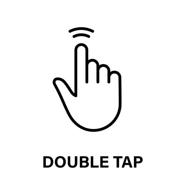 Double Tap Mouse Черная Линия Пальца Указки Линейная Пиктограмма Курсора — стоковый вектор