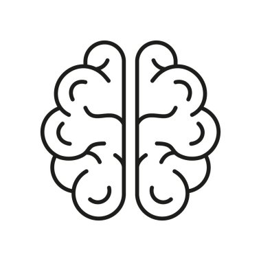 İnsan Beyin Çizgisi Simgesi. Tıbbi Nöroloji, Psikoloji Piktogram. Bilgi, Hafıza, Zihin, Zeka Ana hatları Simgesi. İnsan beyni anatomisi, Top View 'da. Düzenlenebilir Vuruş. İzole Vektör İllüstrasyonu.