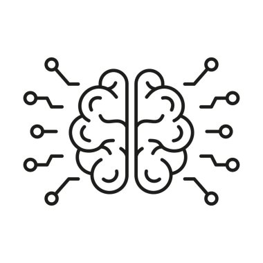 Yapay Zeka Hattı Simgesi. İnsan Beyni ve Ağ Teknolojisi Doğrusal Piktogram. Al, İnovasyon Nörobilim Taslak Simgesi. Düzenlenebilir Vuruş. İzole Vektör İllüstrasyonu.