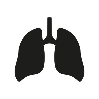 Human Lung Silhouette Icon. Healthy Bronchial Respiratory Organ Glyph Icon. Pneumonia Respiration Illness. Bronchi and Trachea Breath System Pictogram. Isolated Vector Illustration.