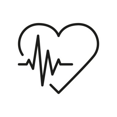 Human Heart Beat Symbol. Healthy Pulse Rhythm Linear Pictogram. Emergency Cardiac Diagnosis. Heartbeat Line Icon. Cardiogram Outline Icon. Editable Stroke. Isolated Vector Illustration.