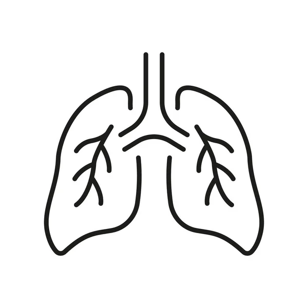 Human Lung Line Icon. Bronchi and Trachea Breath System Pictogram. Healthy Bronchial Respiratory Organ Outline Icon. Pneumonia Respiration Illness. Editable Stroke. Isolated Vector Illustration.