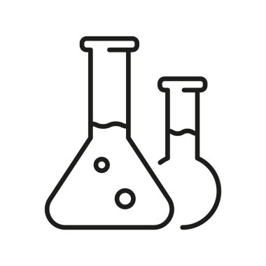 Flask Laboratory Equipment Line Icon. Chemical Lab Experiment Glass Tube Pictogram. Beaker for Biology Analysis Outline Sign. Pharmacy Industry Symbol. Editable Stroke. Isolated Vector Illustration.