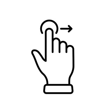 Elle Parmak Geçir ve Sağ Çizgi Simgesini Sürükle. Çimdik Ekran, Ekranda Döndür Doğrusal Pictogram. Jest Sağ Taslak Simgesi. Düzenlenebilir Vuruş. İzole Vektör İllüstrasyonu.