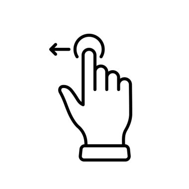 El Parmak Sürtme ve Sol Çizgi Simgesi Sürükleme. Çimdik Ekran, Ekranda Döndür Doğrusal Pictogram. Hareketli Sol Taslak Simgesi. Düzenlenebilir Vuruş. İzole Vektör İllüstrasyonu.