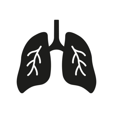 Healthy Bronchial Respiratory Internal Organ Glyph Icon. Human Lung Silhouette Icon. Pneumonia Respiration Illness. Bronchi and Trachea Breath System Pictogram. Isolated Vector Illustration.