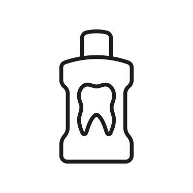 Mouthwash Line Icon. Mouth Wash Bottle Linear Pictogram. Dental Hygiene Outline Symbol. Clean and Freshness Mouth Sign. Dentistry Oral Rinse. Editable Stroke. Isolated Vector Illustration.