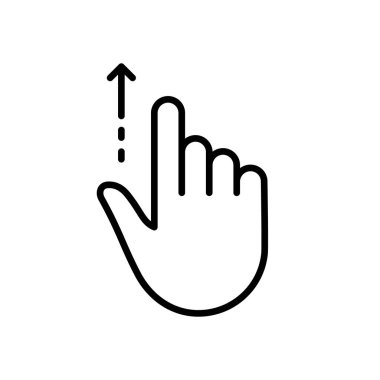Hand Finger Swipe and Drag Up Line Icon. Pinch Screen, Rotate on Screen Linear Pictogram. Gesture Slide Up Outline Icon. Editable Stroke. Isolated Vector Illustration.