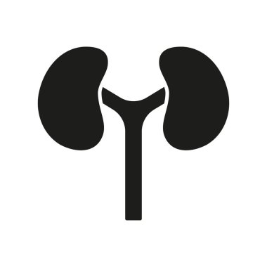 Human Kidney Silhouette Icon. Internal Anatomy of Renal Organ Glyph Pictogram. Medical Urology, Nephrology Outline Icon. Kidneys Disease, Dialysis Treatment Symbol. Isolated Vector Illustration.