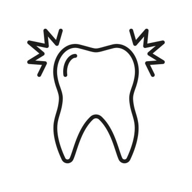 Toothache Oral Healthcare Problem Line Icon. Teeth Pain. Dentistry Outline Symbol. Tooth Ache Linear Pictogram. Stomatology Sick. Dental Treatment Sign. Editable Stroke. Isolated Vector Illustration.