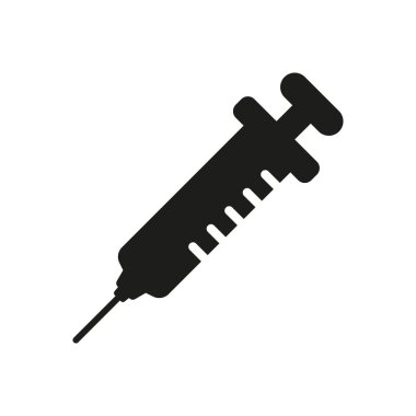 Syringe with Needle Silhouette Icon. Vaccine Injection Icon. Vaccination, Immunisation from Flu Disease Sign. Medical Injector Glyph Pictogram. Medicals Equipment. Isolated Vector Illustration.