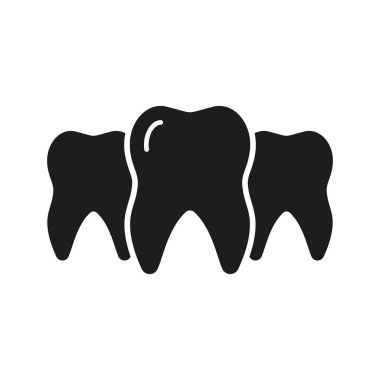 Healthy Teeth Set Silhouette Icon. Three Molar Dent Glyph Pictogram. Dental Treatment Solid Sign. Mouth Health. Oral Medicine. Dentistry Symbol. Orthodontic Healthcare. Isolated Vector Illustration.