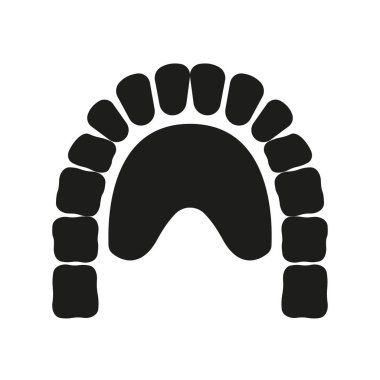 Human Jaw with Teeth and Tongue Silhouette Icon. Maxilla, Lower Jaw Glyph Pictogram. Jawbone Physiology. Dental Treatment Solid Sign. Dentistry Symbol. Isolated Vector Illustration.