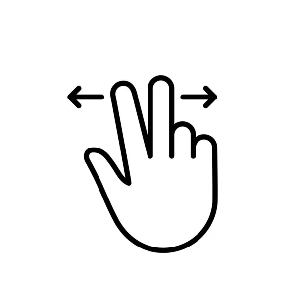 Zoom Gesture Hand Finger Swipe Right Left Line Icon Pinch — Vector de stock