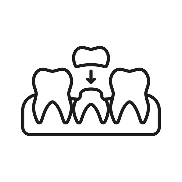 Dental Crown Line Icon Oral Care Tooth Medical Crown Linear — Stock Vector