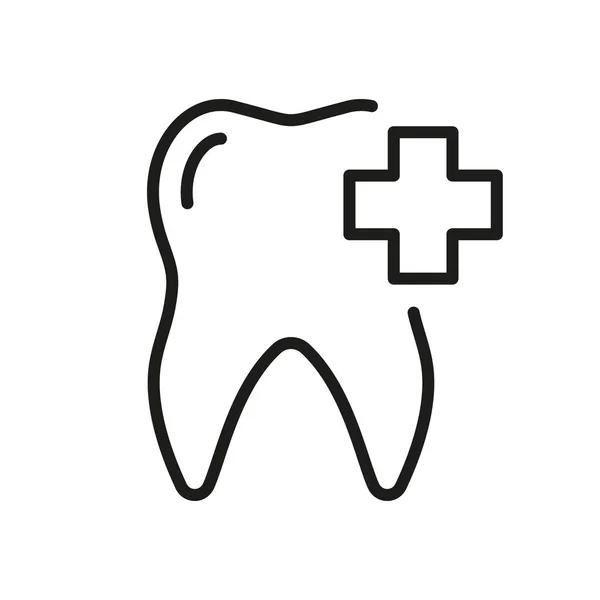 Medical Teeth Treatment Line Icon Dental Care Linear Pictogram Oral — Vetor de Stock
