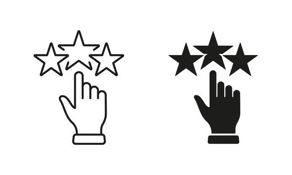 Customer Best Review Feedback Silhouette Line Icon Set Positive Good — стоковый вектор