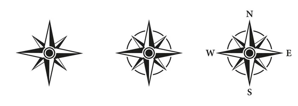 Kompass Silhouette Icon Set Vorhanden Norden Süden Westen Osten Navigationsglyphen — Stockvektor