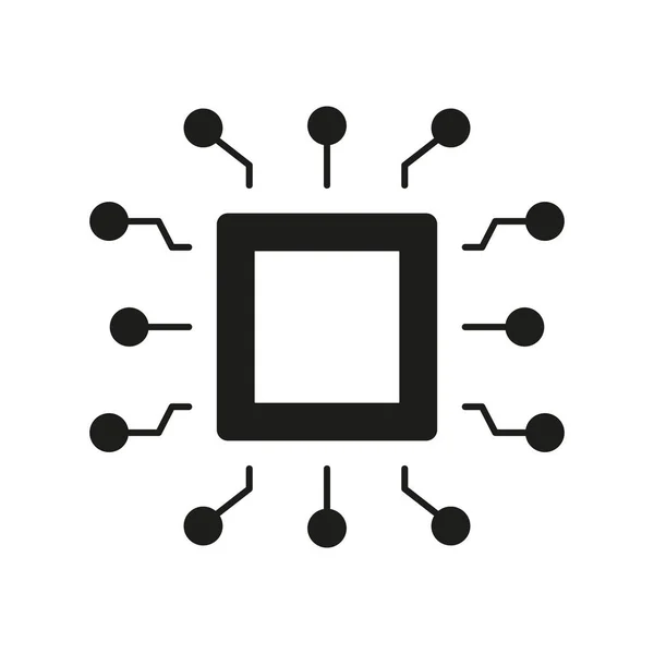 Unidad Central Procesamiento Silhouette Icon Tablero Micro Del Microprocesador Tecnología — Archivo Imágenes Vectoriales