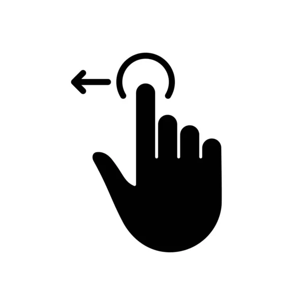 手的手指擦拭和拖动左轮廓图标 按下屏风 旋转在屏风象形文字上 Gesture Slide Left Icon 孤立的病媒图解 — 图库矢量图片