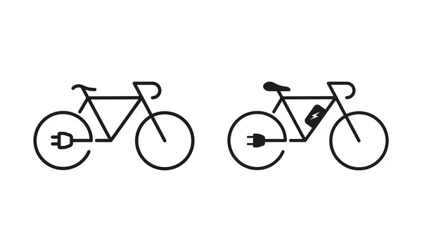 Ekologisk Elektrisk Cykel Effekt Eco Bike Med Laddning Plug Symbol — Stock vektor