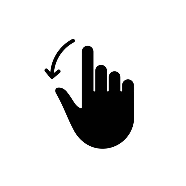 Χέρι Δάχτυλο Σκουπίστε Και Σύρετε Κάτω Σιλουέτα Εικόνα Οθόνη Pinch — Διανυσματικό Αρχείο
