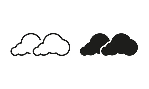 Smoke Cloud Shape Line Silhouette Icon Set Smog Air Toxic — Image vectorielle