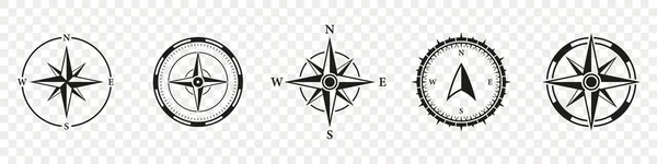 Направление Север Запад Восток Символ Ветра Розы Комплект Икон Compass — стоковый вектор