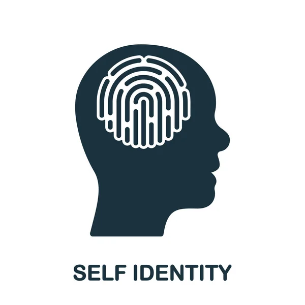 Vingerafdruk Human Head Self Identity Silhouette Icon Mentale Cognitie Glyph — Stockvector