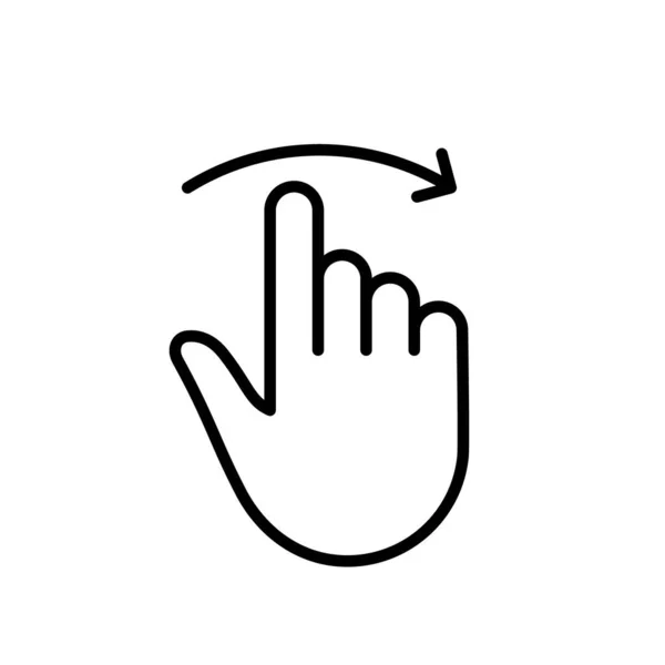 手指头擦拭和拖动右行图标 按下屏风 旋转在屏风线性象形文字上 手势滑行右轮廓图标 可编辑的中风 孤立的病媒图解 — 图库矢量图片