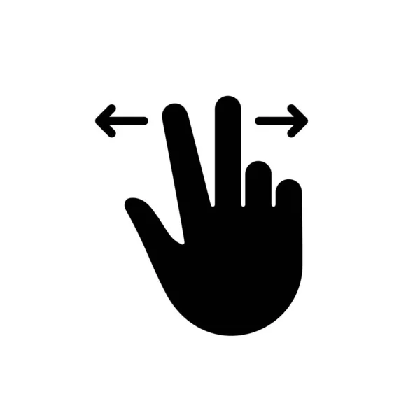 ズームジェスチャー 手の指が左右のシルエットアイコンをスワイプします Pinch Screen 画面上のグリフピクトグラムを回転させます ジェスチャースライド左右アイコン 絶縁ベクトルイラスト — ストックベクタ