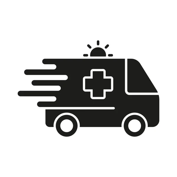 Икона Силуэт Скорой Быстрый Транспорт Парамедиков Службы Скорой Помощи Аварийная — стоковый вектор