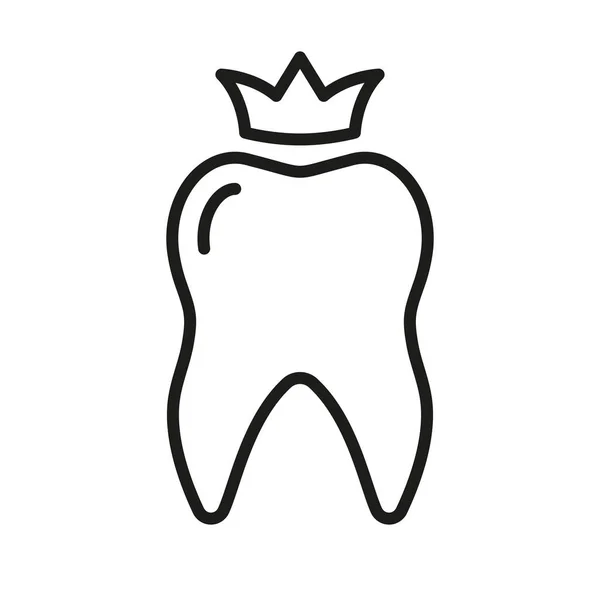 Icono Línea Corona Dental Implante Protección Dental Cuidado Bucal Pictograma — Archivo Imágenes Vectoriales