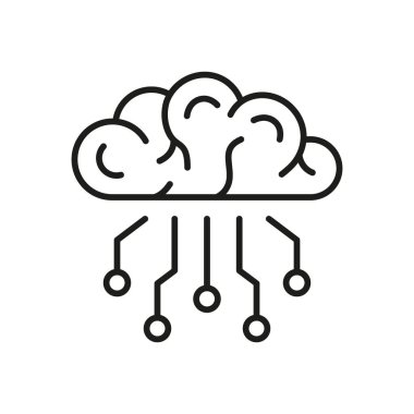 Devreli İnsan Beyni, Dijital Teknoloji Kara Hat Simgesi. Teknoloji Bilimi Doğrusal Piktogram. Beyaz Arkaplanda Yapay Zeka Sembolü. Düzenlenebilir Vuruş. İzole Vektör İllüstrasyonu.