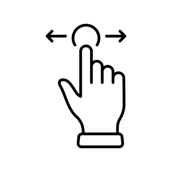 Swipe Gesture Computer Mouse Pointer Finger Black Line Icon Cursor — Stock Vector