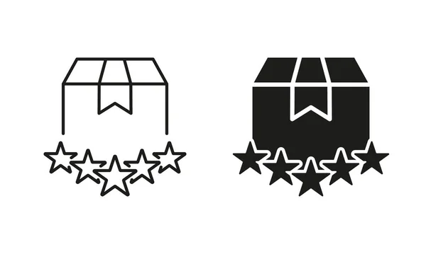 Cinq Étoiles Évaluation Positive Silhouette Livraison Line Icon Set Satisfaction — Image vectorielle