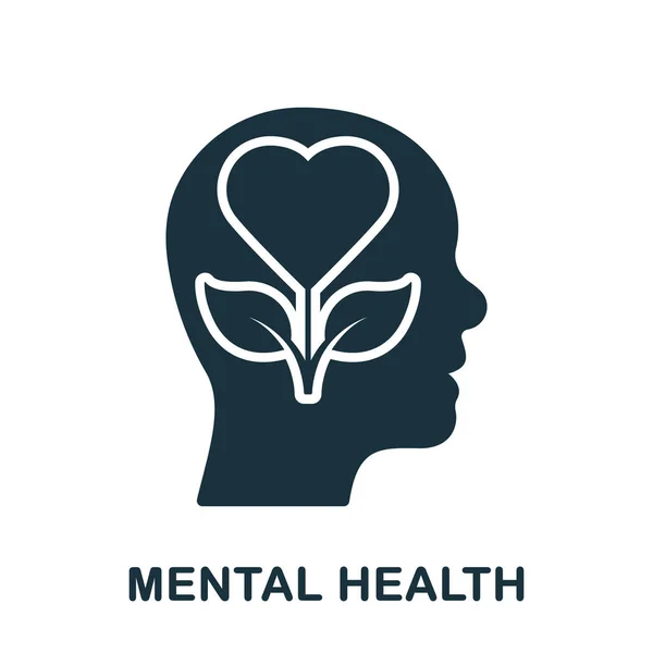 Wellness Mental Health Silhouette Icon Psychological Therapy Healthy Mind Glyph — Stock Vector