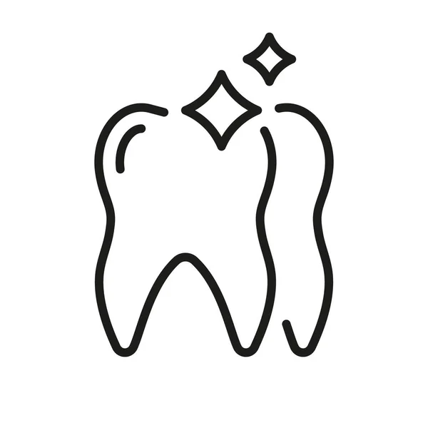 Піктограма Лінії Сяйва Зубів Стоматологічний Вінір Лінійна Піктограма Зуба Знак — стоковий вектор