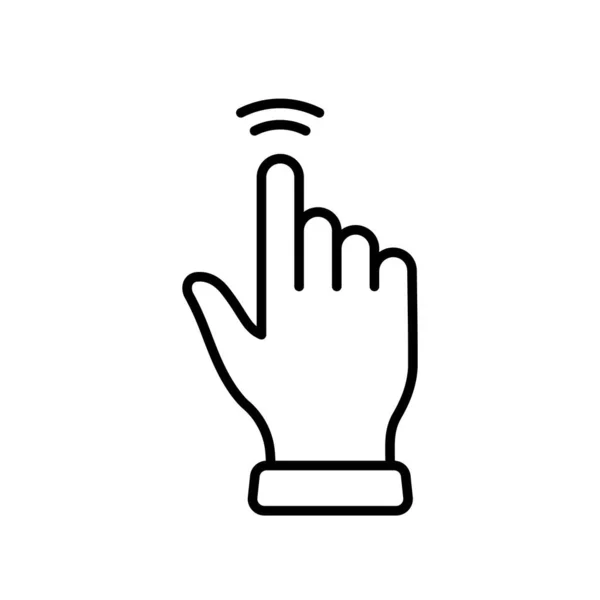 Double Tap Gesture Computer Mouse Pointer Finger Black Line Icon — Stock Vector