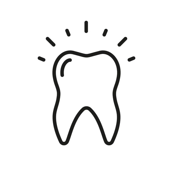 화이트 아이콘 Glow Healthy Tooth Linear Pictogram 약자이다 샤이니 브라잇 — 스톡 벡터