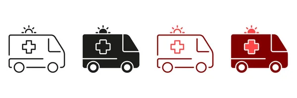 Чёрно Цветная Пиктограмма Парамедицинский Транспорт Скорой Помощи Знак Срочной Медицинской — стоковый вектор