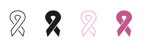 Wsparcie Ludzie Rakiem Piersi Dzień Świadomości Kolekcja Czarno Różowych Symboli — Wektor stockowy