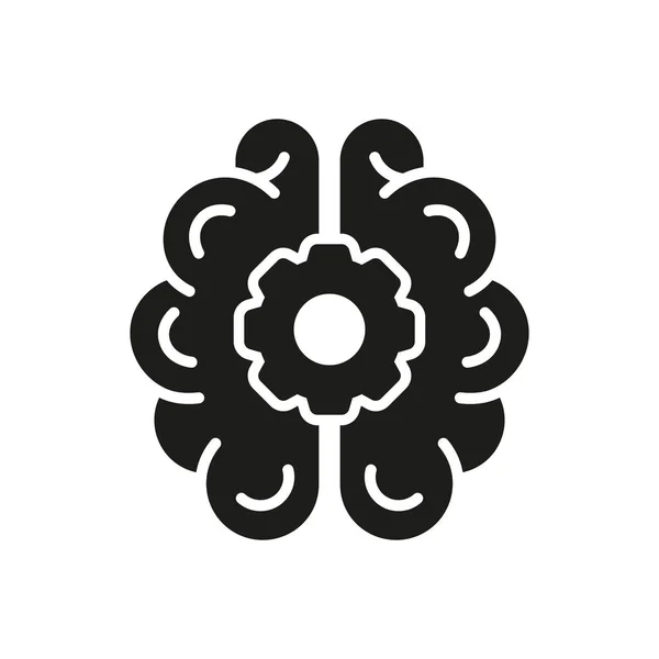 Умная Пиктограмма Человеческий Мозг Иконой Черного Силуэта Инженер Символ Технического — стоковый вектор