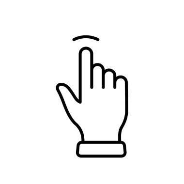 Bilgisayar Faresinin Tıkırtısı. İşaret parmağı siyah çizgi simgesi. İmleç El Çizgisel Pictogram. Tıkla, Çift Geçiş Noktası Taslak Sembolü 'ne bas. Düzenlenebilir Vuruş. İzole Vektör İllüstrasyonu.