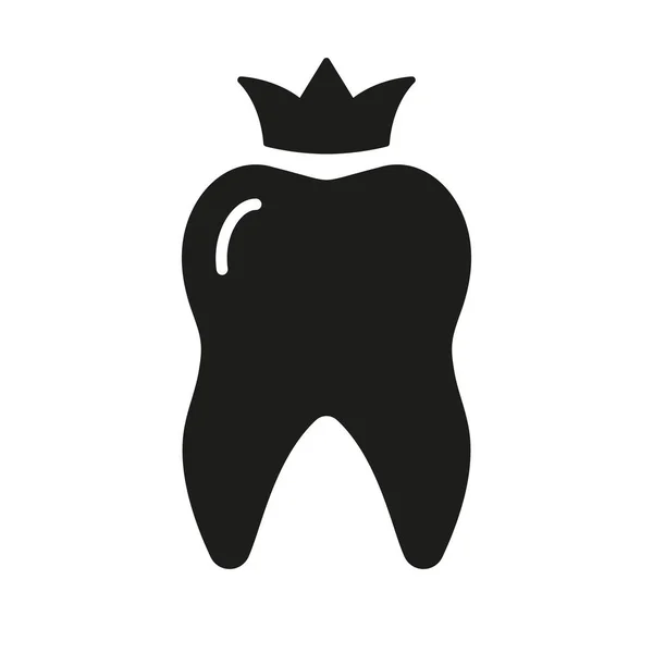 Zahnkrone Silhouette Ikone Kieferorthopädischer Zahnersatz Implantat Zum Schutz Der Zähne — Stockvektor