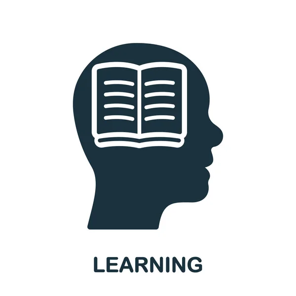 Aprendizagem Cognição Sabedoria Idéia Conhecimento Educação Silhueta Ícone Livro Cabeça — Vetor de Stock