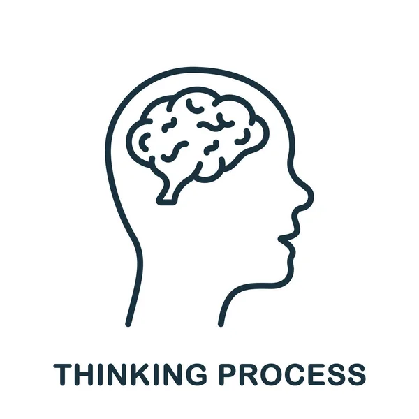 Tänkande Process Line Ikon Brainstorm Och Kognition Linjärt Piktogram Beslutsprocessen — Stock vektor